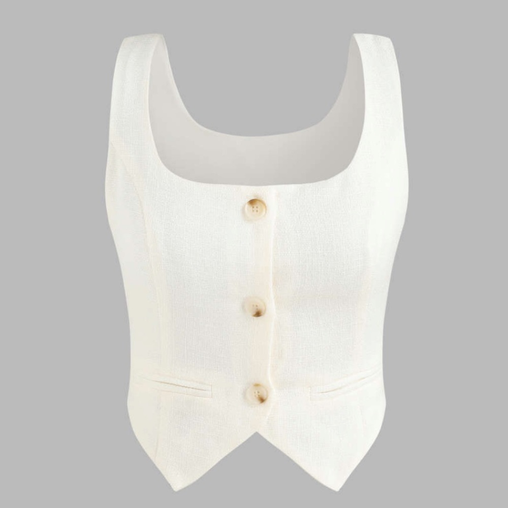 Cream Vest Sleeveless Blouse